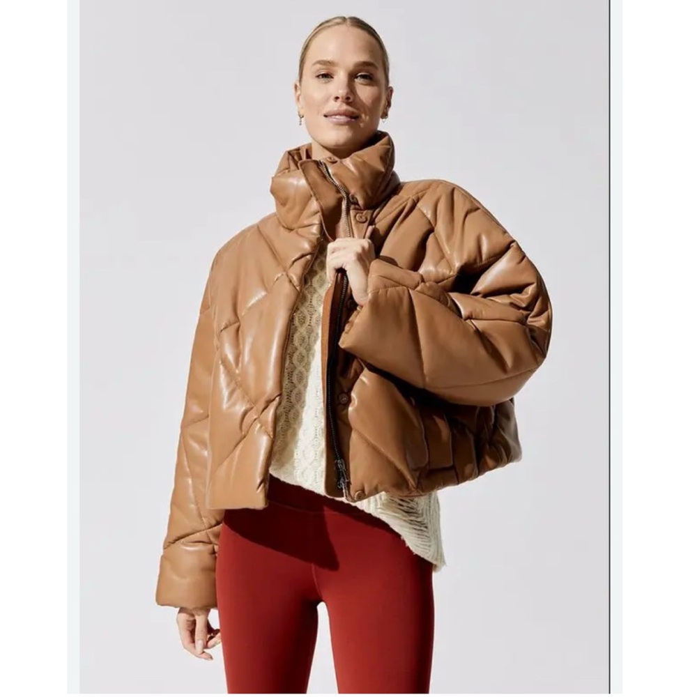 Stand Studio Brown Aina Jacket size 4 Quilted Puffer Winter Warm